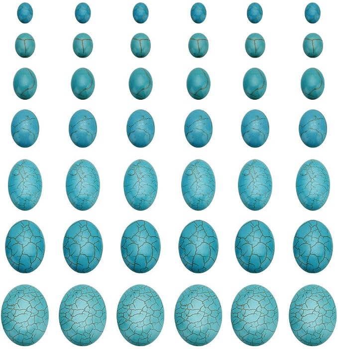 arricraft About 108 Pcs Synthetic Turquoise Cabochons, 7 Sizes Dyed Flat Back by ARRICRAFT