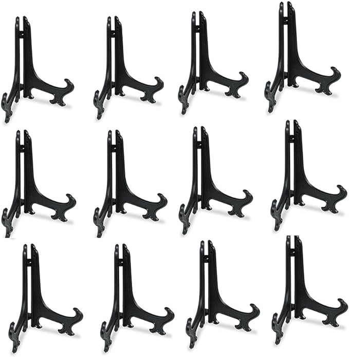 Artliving 6 Inch Black 12pcs/Set Plastic Easels Plate Display Stands Picture by Artliving