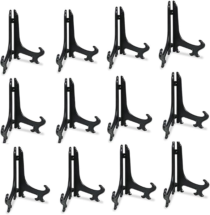Artliving 5 Inch Black 12pcs/Set Plastic Easels Plate Display Stands Picture by Artliving