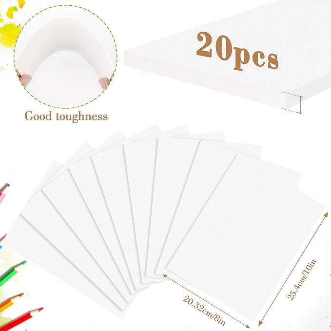 Watercolor Paper Pad, 8x10 140lb/300g Water Color Paper, 20 Sheets Cold Press - Image 2