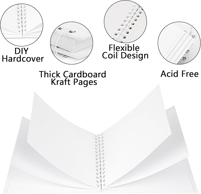 10x10 Inch DIY Scrapbook Photo Album, Hardcover Kraft Paper Acid-Free, 50 Sheets - Image 5