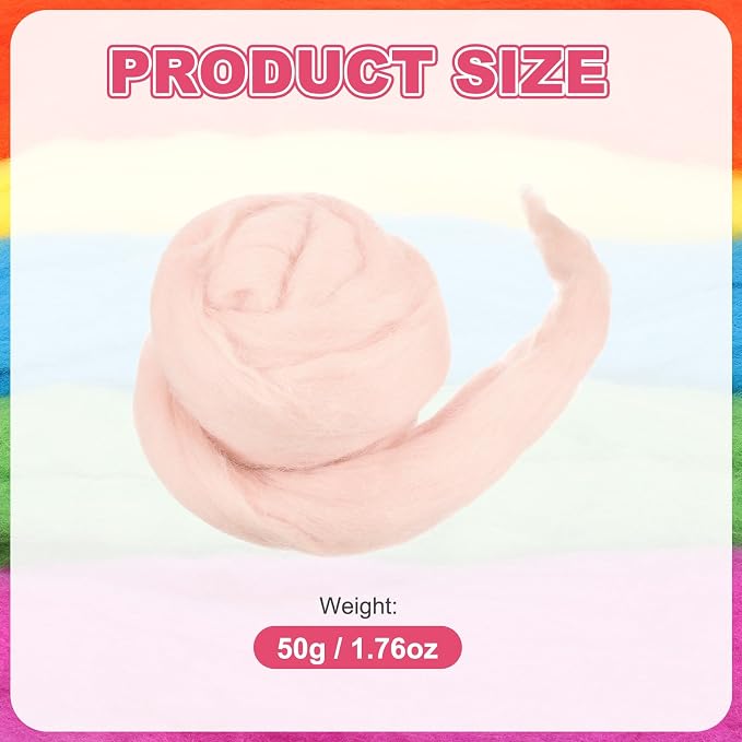 MECCANIXITY Wool Roving Yarn Soft Felting Wool 50g/1.76oz Pure Chunky Roving - Image 2