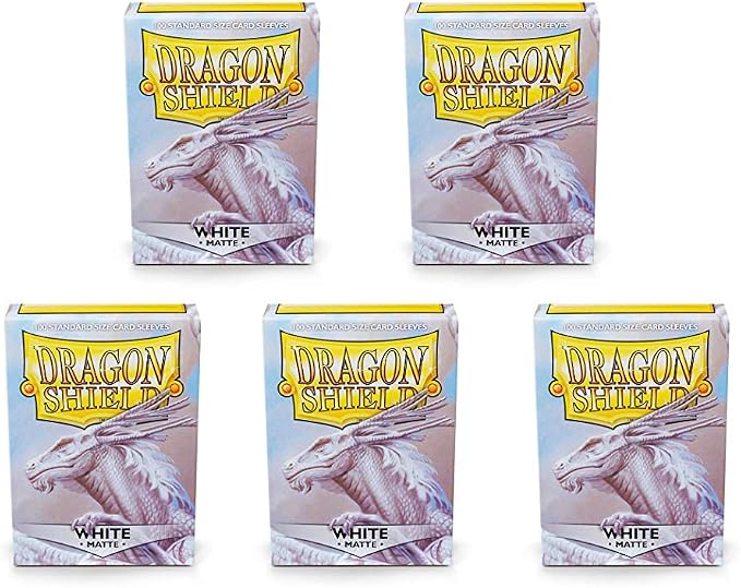 5 Packs Dragon Shield Matte White Standard Size 100 ct Card Sleeves Value by DragonShield
