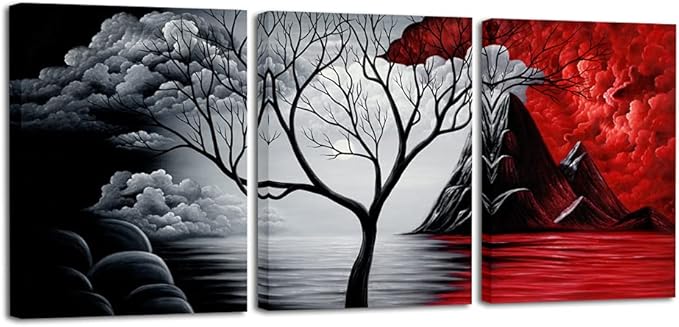 Wieco Art 3 Panels The Cloud Tree Gallery Wrapped Modern Canvas Wall Art by WiecoArt