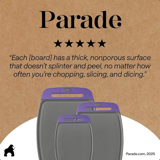 GORILLA GRIP BPA-Free Reversible Kitchen Cutting Board Set of 3, US Designed - Image 9