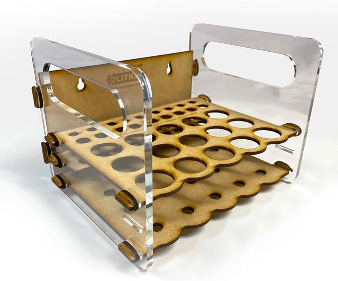LITKO Mobile Paint Caddy | 15 Bottles + 18 Brushes | 26mm Vallejo Dropper | - Image 2