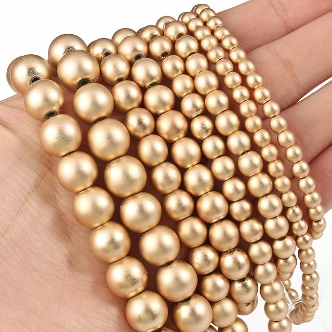 4mm Matte Gold Hematite Bead, 15-Inch Matte Round Loose Stone Beads - Image 6