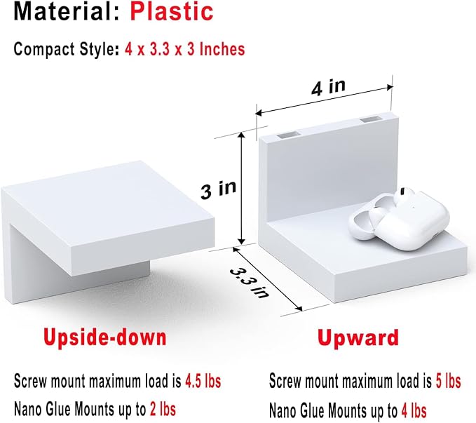 RICHER HOUSE 3-Set Small Floating Wall Shelf, No Drill Bathroom Shelf White | - Image 3