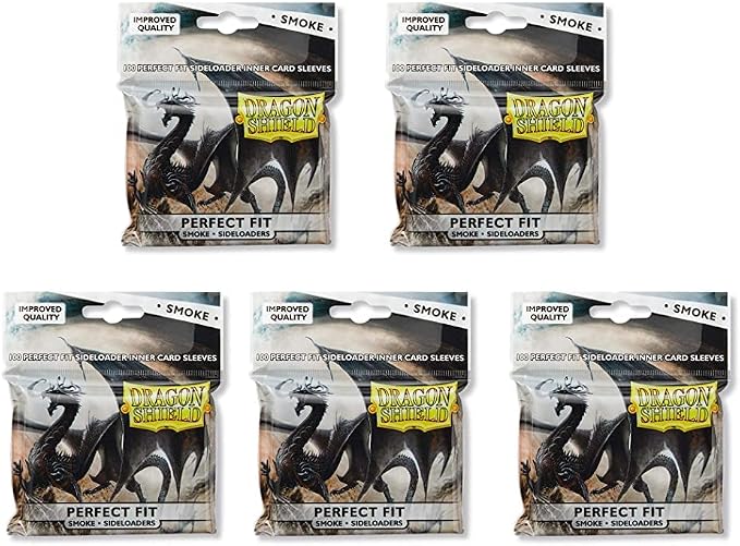5 Packs Dragon Shield Inner Sleeve Sideloader Smoke Standard Size 100 ct Card by DragonShield