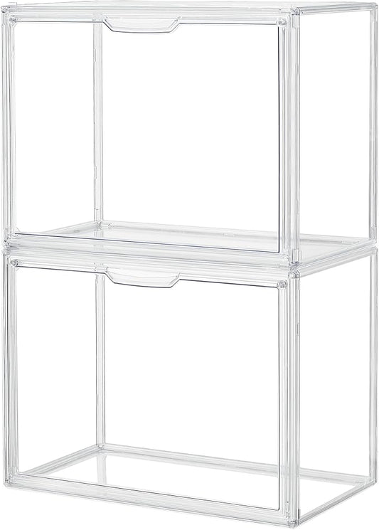 ZLLZUU Acrylic Display Case Large Clear Boxes 3 Pack Stackable Storage Bins | by ZLLZUU