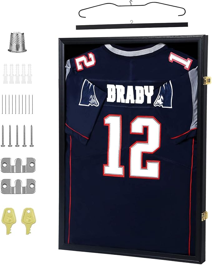 IHEIPYE Jersey Display Frame Case Lockable, Large Sport Jersey Shadow Box by IHEIPYE