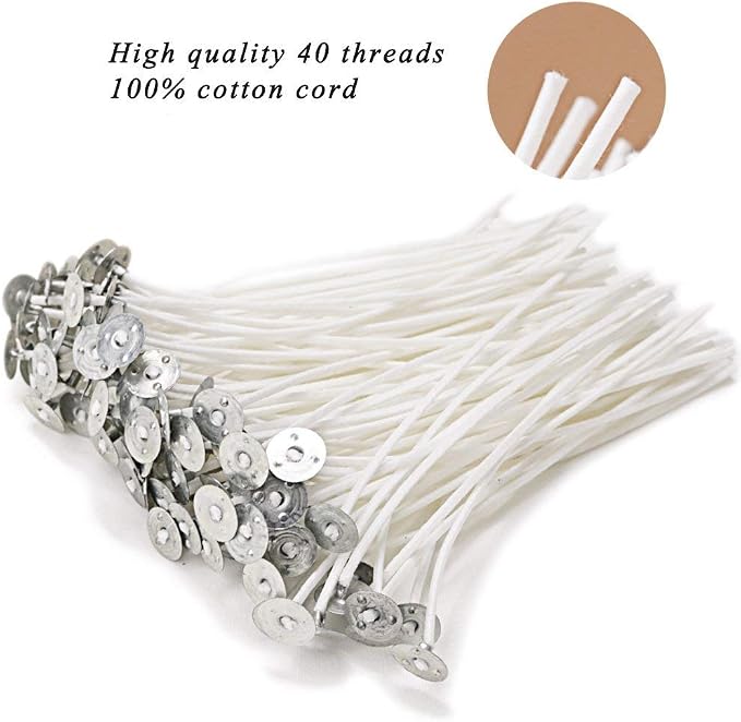 EricX Light 100 Piece Natural Candle Wick, Low Smoke 6" Pre-Waxed & 100% - Image 3