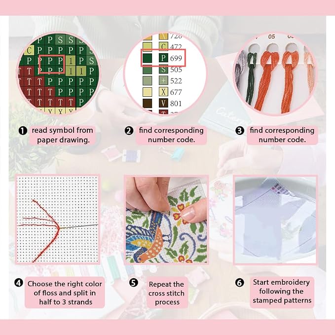 FREEBLOSS 11CT Vector Flowers Stamped Cross Stitch Kits Complete Embroidery Kits - Image 4