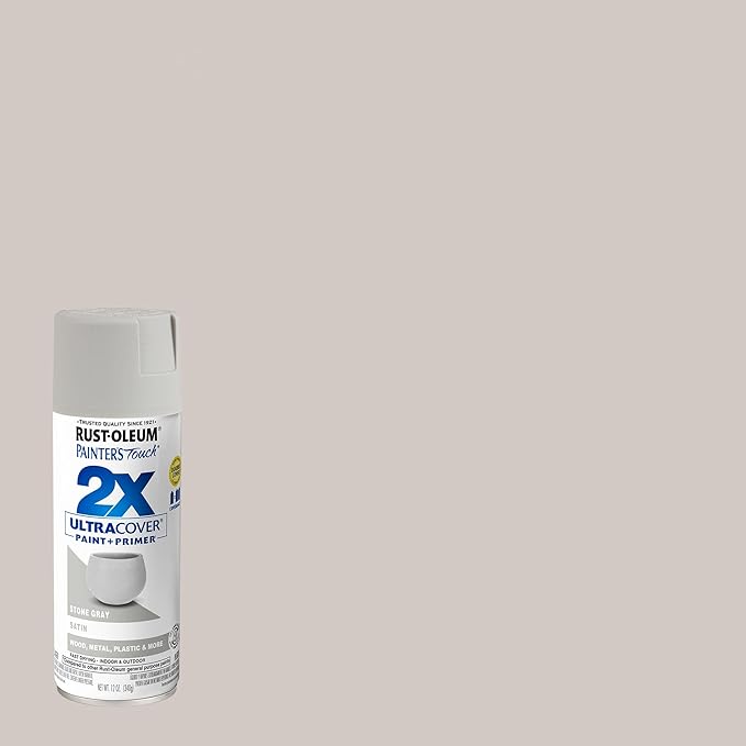 Rust-Oleum Painter's Touch 2X Ultra Cover Spray Paint, Satin Stone Gray | - Image 2