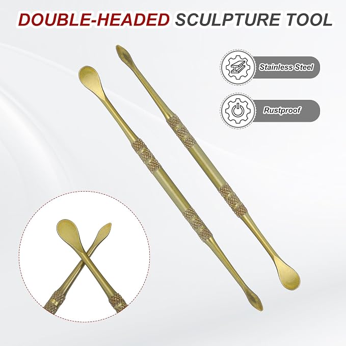 HARFINGTON 11pcs Wax Carving Tool 4.75" Double-Headed Stainless Steel Sculpture - Image 4