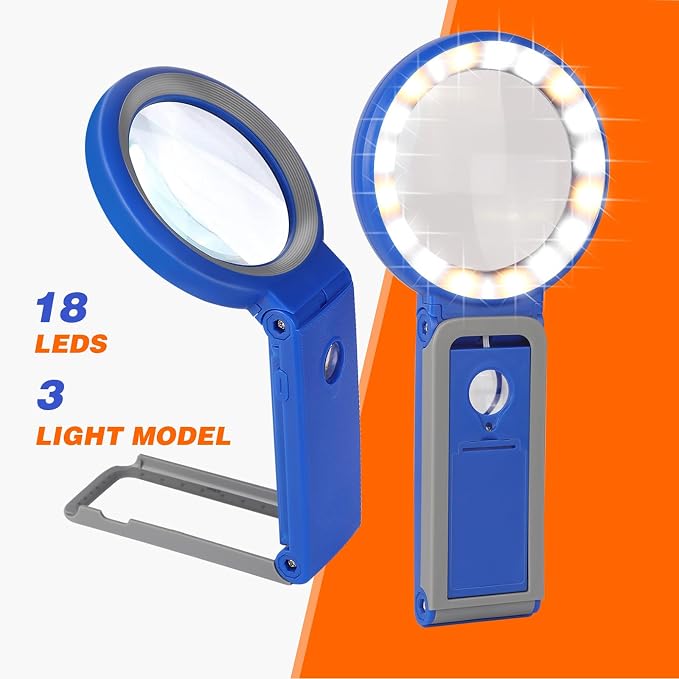 Magnifying Glass with Light and Stand, Foldable Handheld Magnifying Glass 18 - Image 6