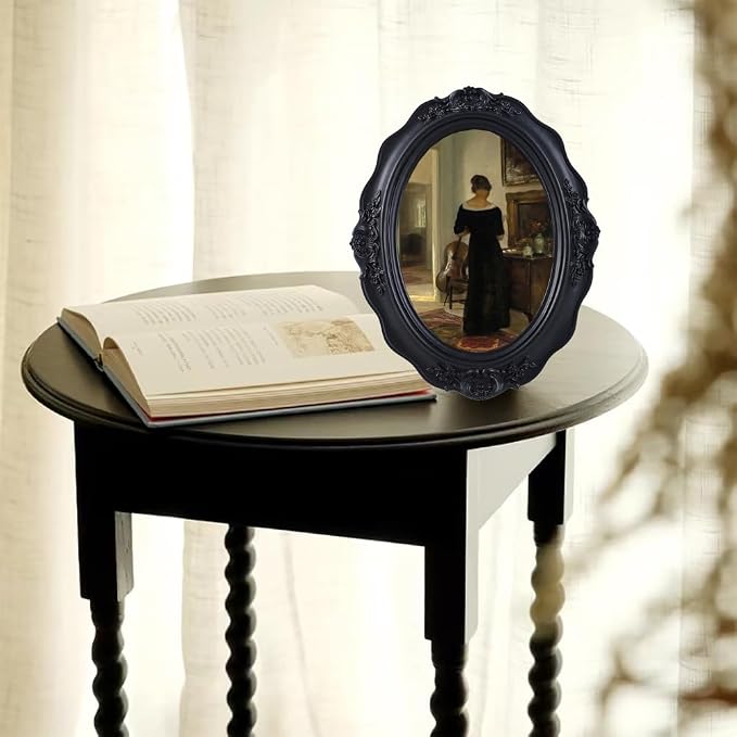 SIKOO Vintage Picture Frames 5x7 Antique Oval Picture Frame Tabletop and Wall - Image 2