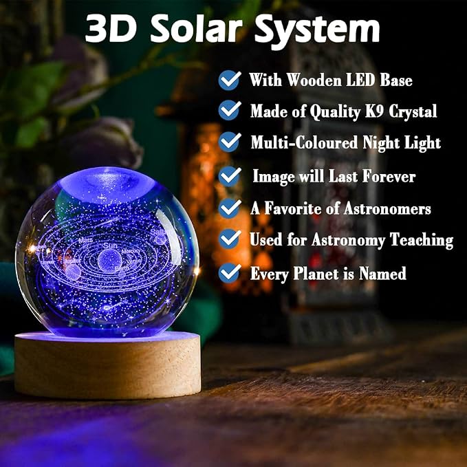 IFOLAINA 3D Solar System Crystal Ball 60mm Universe Gifts - Image 2