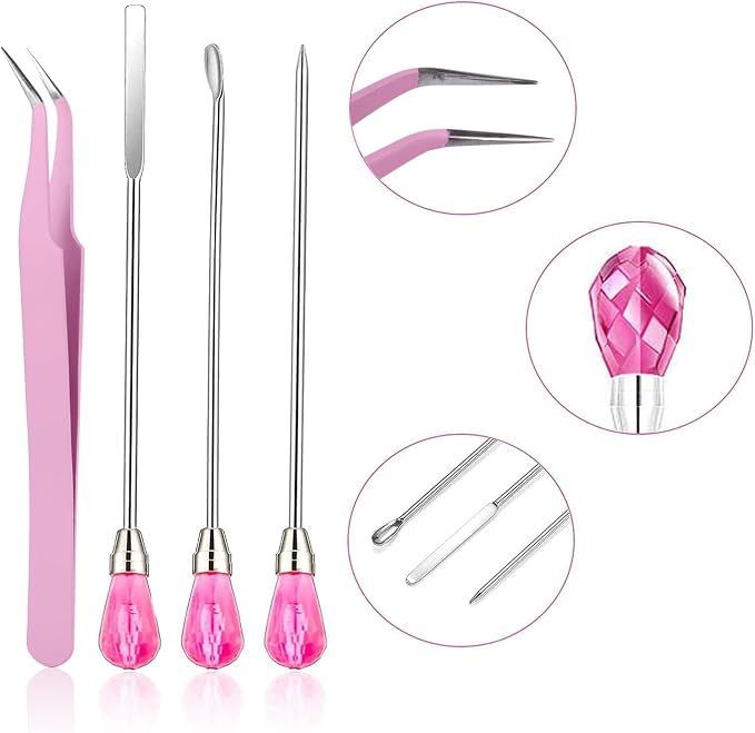 11 Pcs Silicone Resin Mold Tools Set Stirring Needle Spoon Tool Tweezers - Image 6
