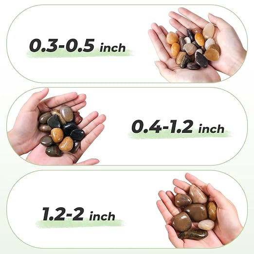 SIDONG 10 LB Mixed River Rocks, 0.4-1.2 Inches Highly Polished Pebbles - Image 7