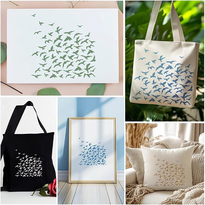 4Pcs Bird Flock Stencils for Painting, Reusable Bird Stencil Drawing Templates - Image 6