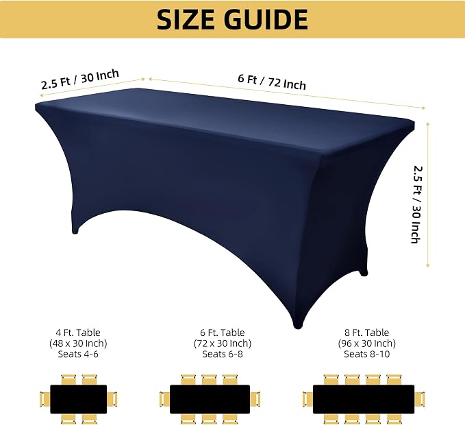 10-Pack 6ft Spandex Table Covers - Image 4