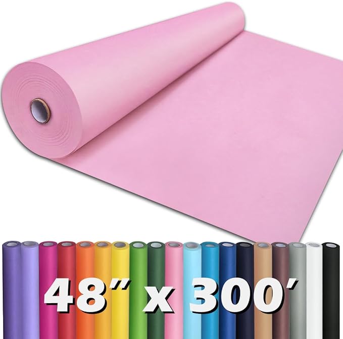 PerkHomy Light Pink Kraft Paper Roll 48" x 3 by PerkHomy