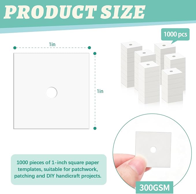 1000 PCS 1" Square Paper Piecing Templates, Quilting Templates Accessories - Image 2