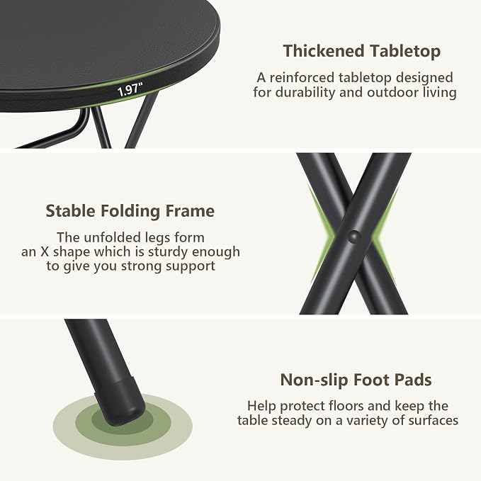 Folding Table, 32 Inch Foldable Cocktail Bar, High Top Round Folding Tables No - Image 9