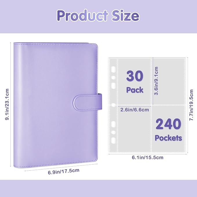 A5 Kpop Photocard Binder with 30 Pack 4-Pocket Card Pages, 6 Ring A5 Binder - Image 5