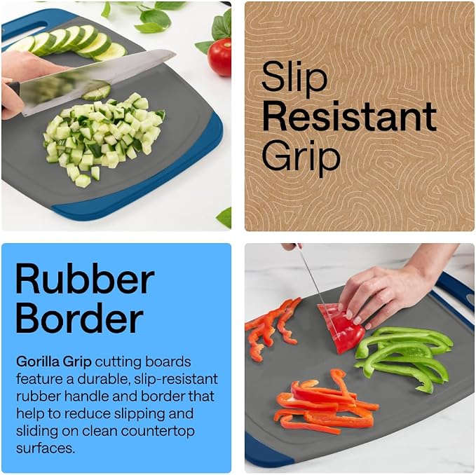 GORILLA GRIP BPA-Free Reversible Kitchen Cutting Board Set of 3, US Designed - Image 3