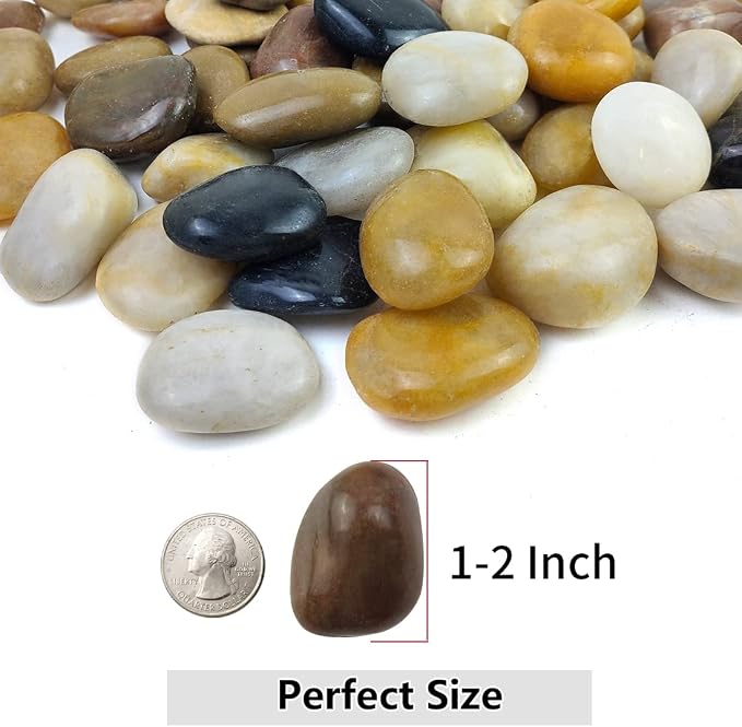 YISZM 40lbs Pebbles for Landscaping Garden Indoor Plants, 1-2 Inch Mixed Color - Image 3