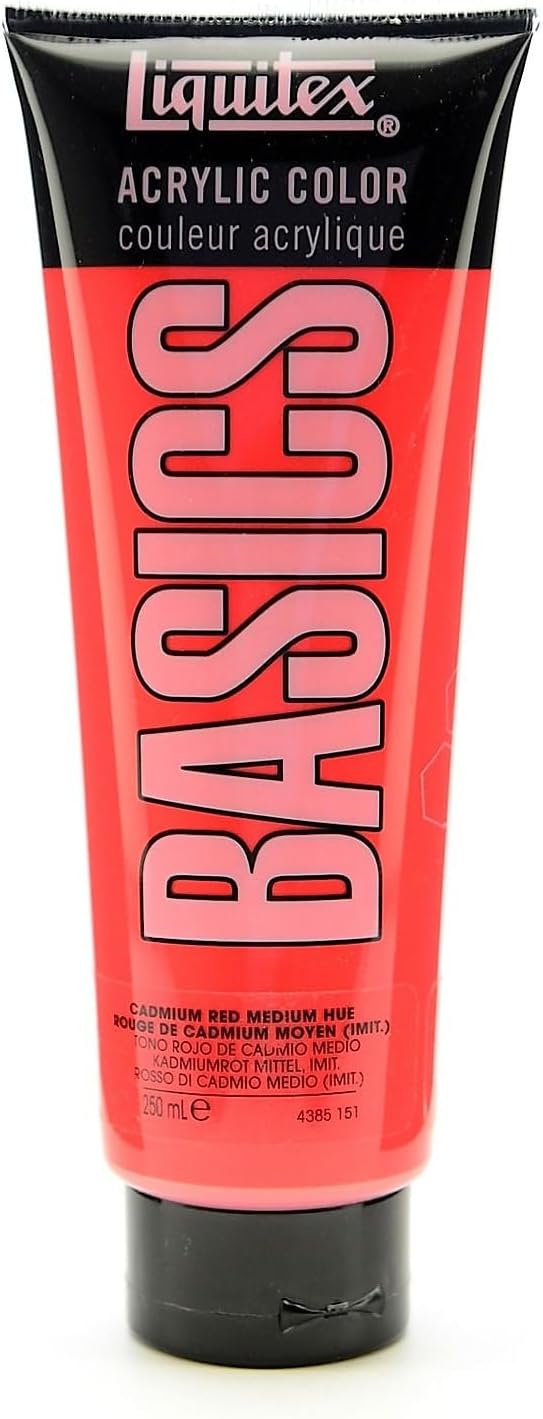 Liquitex BASICS Acrylic Paint, 250ml Tube, Cadmium Red Medium Hue - Image 4