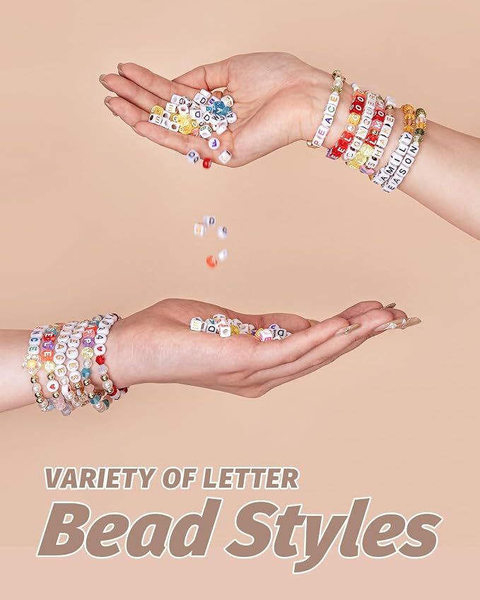 DoDoBeads 1270 Pcs Letter Beads Kit, Sliver and Black Square Acrylic Alphabet - Image 5
