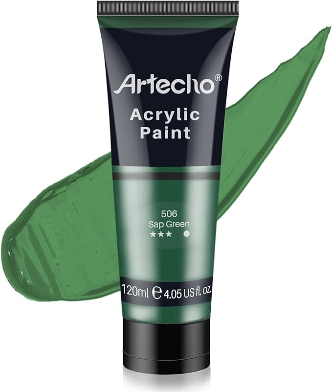 Artecho Green Acrylic Paint, Sap Green Paint Tubes, Art Craft Paints by Artecho