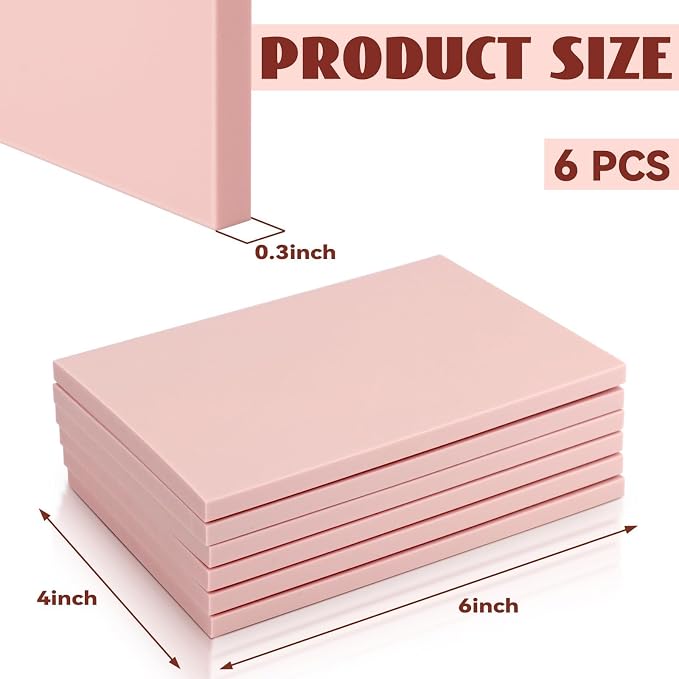 6 Pack 4"x6" Pale Pink Rubber Stamp Carving Blocks Rubber Carved Brick - Image 2