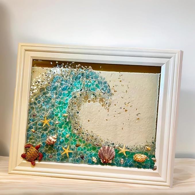 Sea Glass Art Kit, Mosaic Glass Photo Frame Set 9.5x7.5 Inch, Handcraft Style by Unknown
