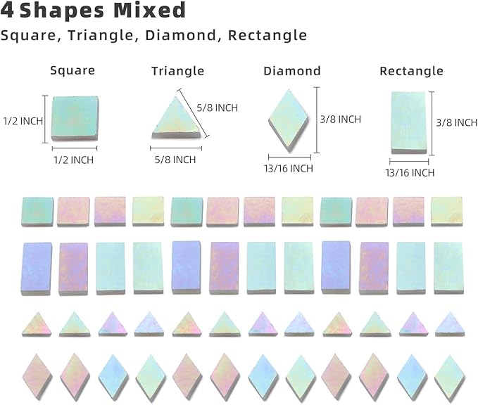 Iridescent Mosaic Tiles 200 Pieces Stained Glass Tile Pieces - Image 4