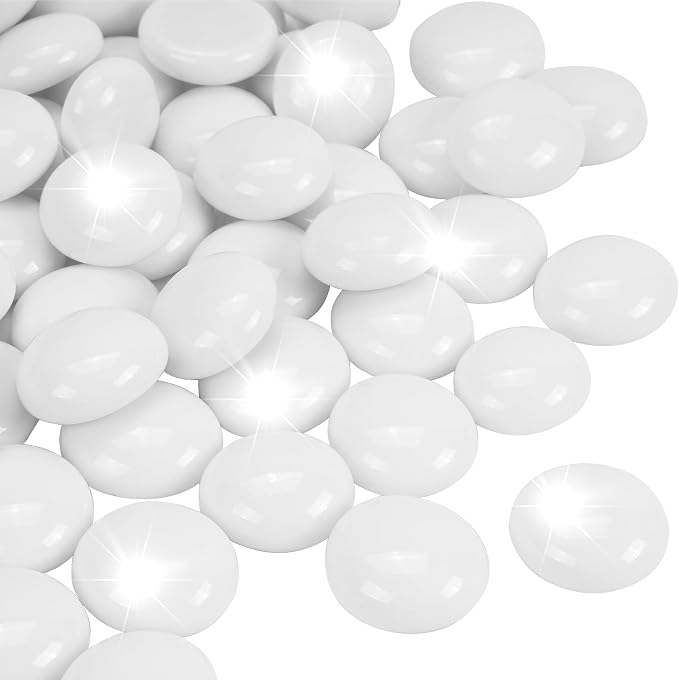10LB White Flat Glass Marbles for Vases, Gemstone Beads Vase Filler Decorative by RUOJAS