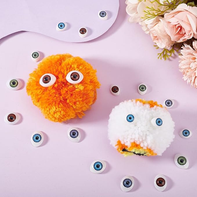AHANDMAKER 80 pcs Half Round Doll Eye, Plastic Doll Craft Eyes Scary Eyes - Image 5