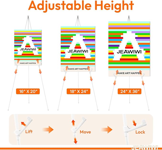 JEAWIWI 3PCS White Easel Stand for Wedding Sign Stand, 66 Inch Lightweight - Image 4