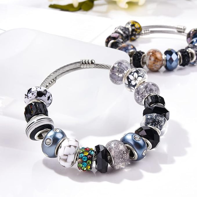 Aipridy European Large Hole Beads, Colorful Glass Charm Beads Set - Image 3