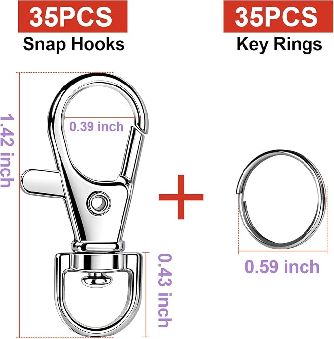 LEOBRO 70PCS Lobster Claw Clasps and Key Rings, Keychain Making kit - Image 2