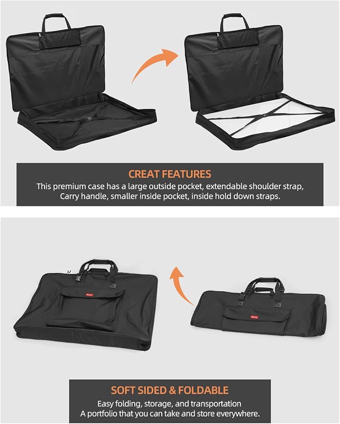 Nicpro Large Art Portfolio Bag 35 x 43 Inches Waterproof Nylon Artist Storage - Image 3