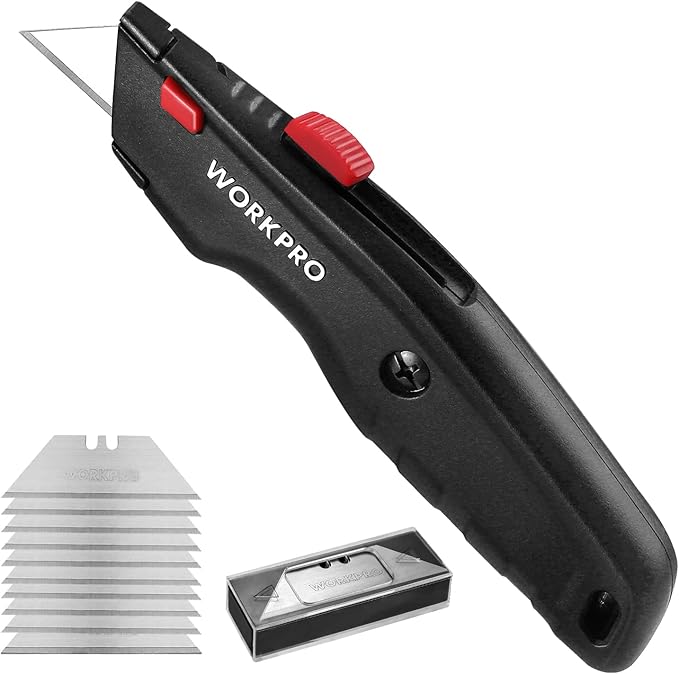 WORKPRO Premium Utility Knife, Retractable All Metal Heavy Duty Box Cutter by WORKPRO