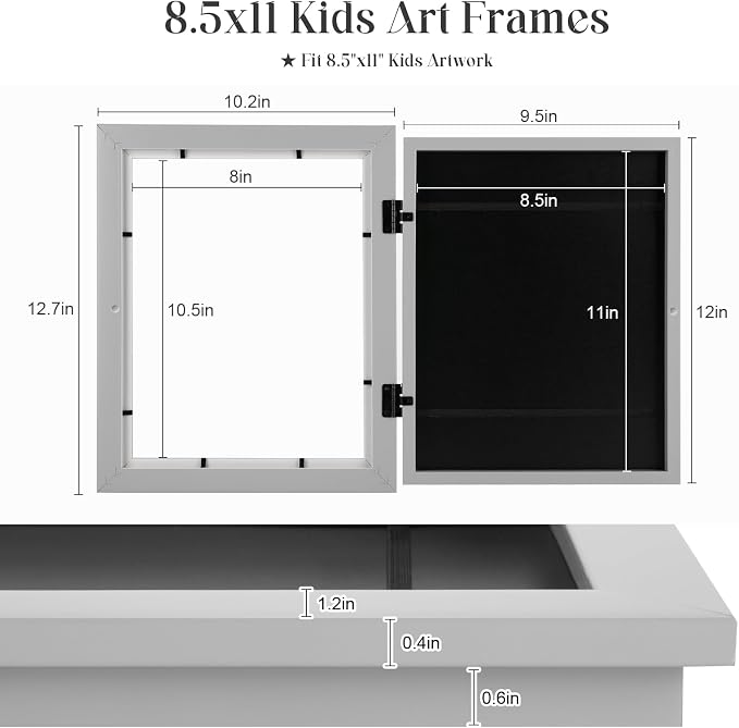 Kids Art Frames, 8.5x11 Front Opening Kids Artwork Frames Changeable, Holds 50 - Image 6