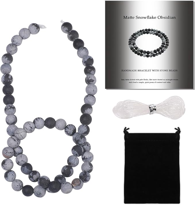 6mm Matte Snowflake Obsidian Bead, 15-Inch Matte Round Loose Stone Beads by THRELE