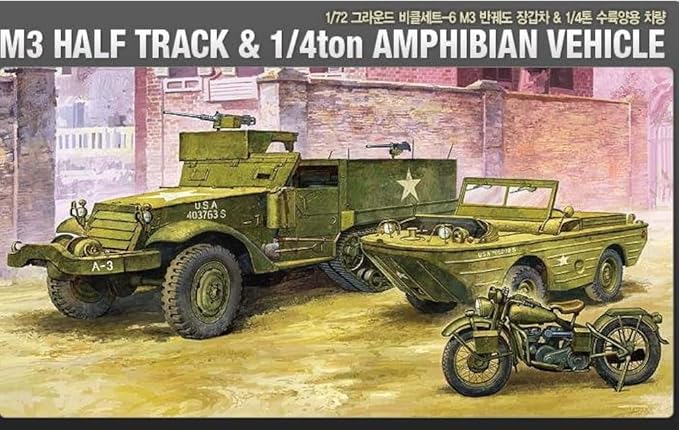 ACADEMY 1/72 M3 Half Track/Amphibian Model Kit, Ages 10+ - Image 4