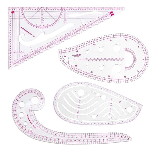 Fashion Clear Metric Sewing Ruler Set, French Curve Pattern Making Ruler Kit by HLZC