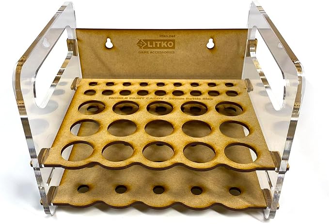 LITKO Mobile Paint Caddy | 15 Bottles + 18 Brushes | 26mm Vallejo Dropper | by LITKO